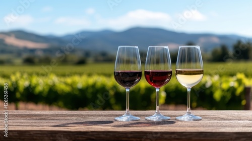 Wallpaper Mural Elegant Wine Tasting Setup with Glasses of Red and White Wine Torontodigital.ca