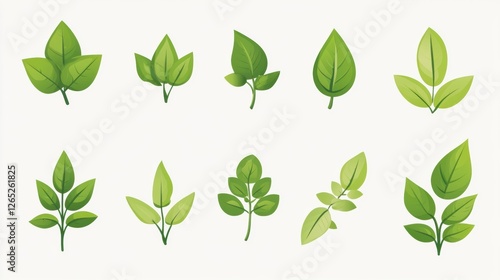 A Comprehensive Set of Green Leaf Icons for Every Design Need