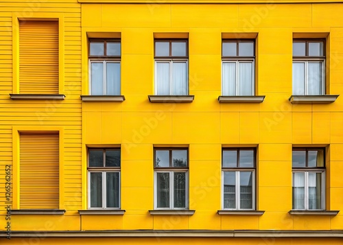 Yellow Facade Background with Copy Space - AI Photo