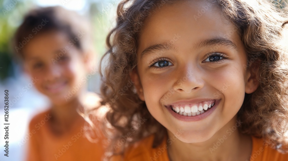 Happy mixed-race child with curly hair in close-up. Perfect for education, childhood development, or diverse family lifestyle content. Happy mixed-race child with curly hair in close-up. Perfect for education, childhood development, or diverse family lifestyle content.
