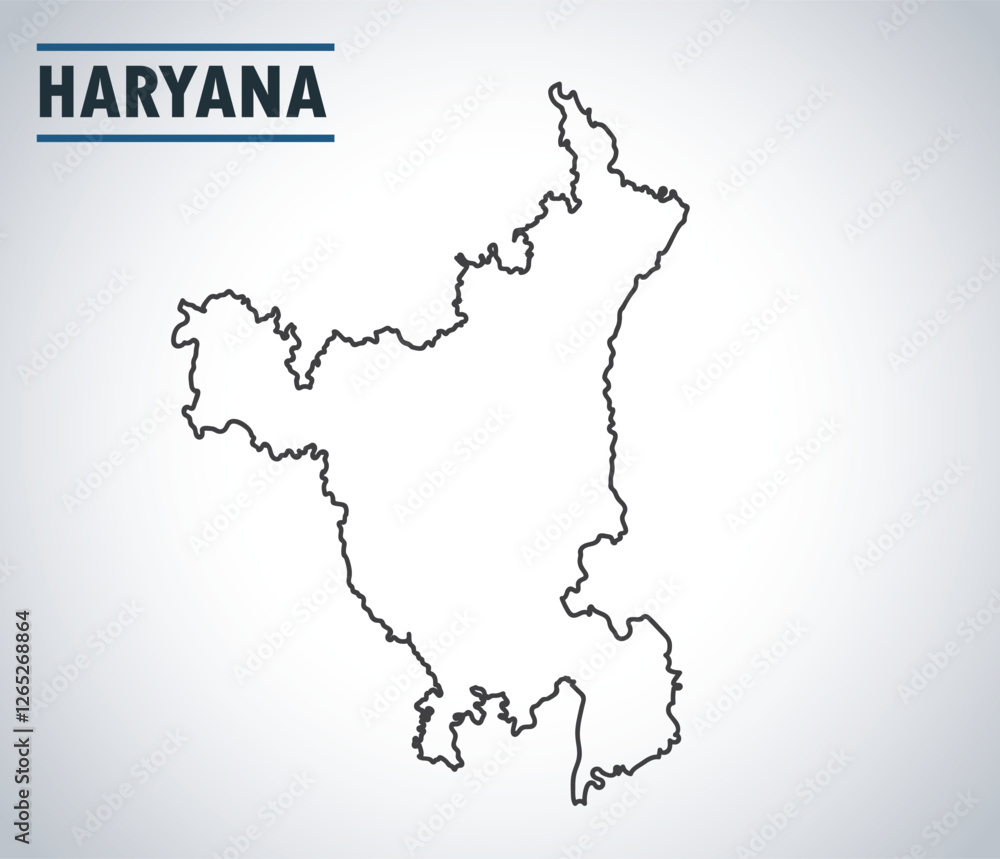 Fototapeta premium Haryana map highlights its major cities, agricultural regions, industrial hubs, and key transport networks, including Gurgaon, Faridabad, and Chandigarh