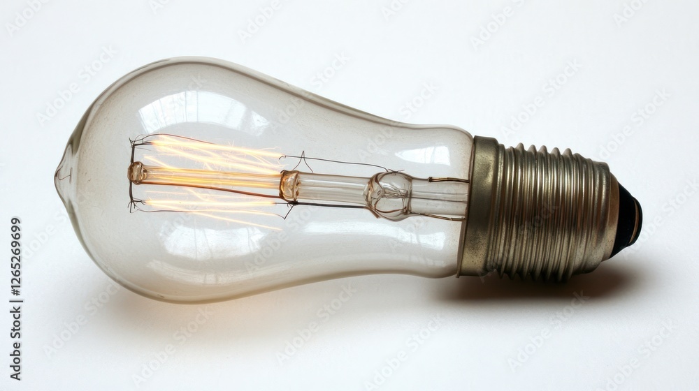 Glowing Edison bulb, studio shot, light background Glowing Edison bulb, studio shot, light background