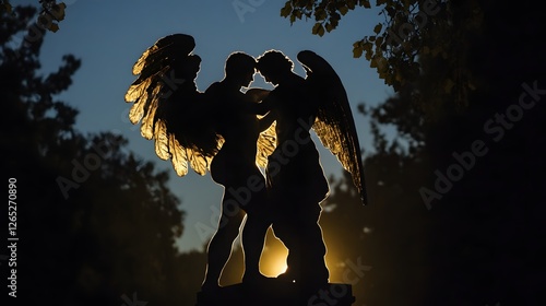 spiritual battle illustration showing silhouette of jacob wrestling with angel at night under stars symbolizing faith test