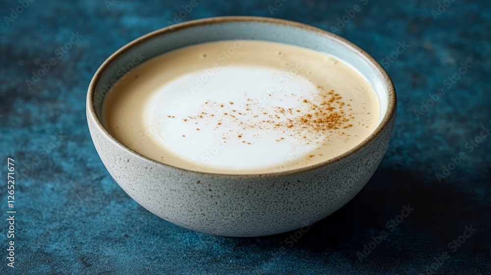 Creamy Latte in a Wide Bowl on Deep Azure Creamy Latte in a Wide Bowl on Deep Azure