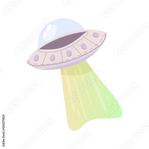 Space saucer alien, unidentified flying object. UFO Vector simple illustration