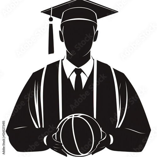 Graduation celebration of a student athlete university campus silhouette image with transparent background inspirational viewpoint