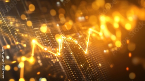 Golden Financial Chart: Abstract Representation of Market Trends and Data Analysis