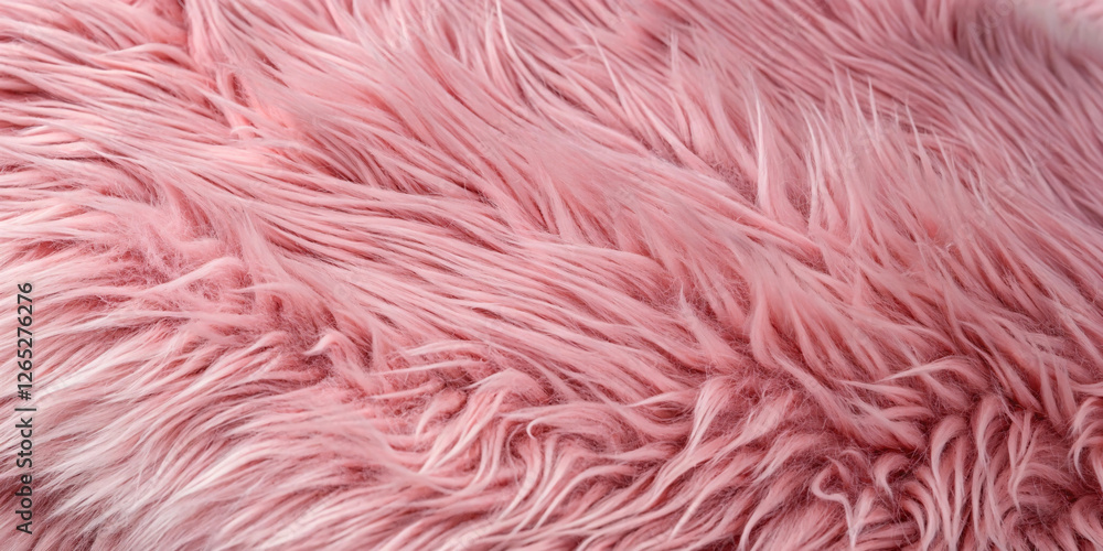 Close-up of pink faux fur, with undulating waves creating an illusion of movement, individual fibers catching subtle light, highlighting its soft and cozy texture Close-up of pink faux fur, with undulating waves creating an illusion of movement, individual fibers catching subtle light, highlighting its soft and cozy texture