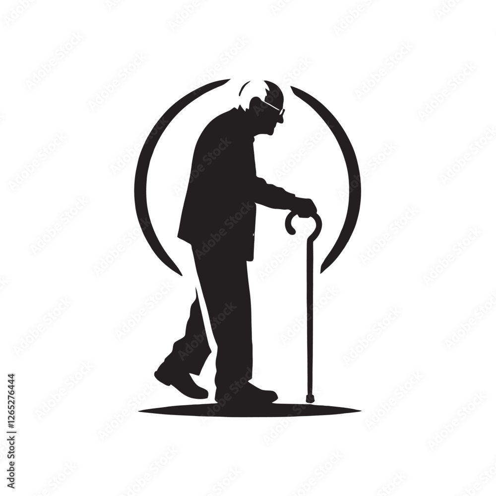 old man with cane silhouette vector art old man with cane silhouette vector art