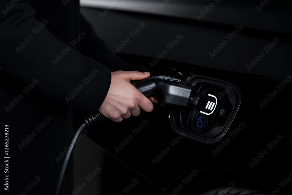 Fototapeta premium Charging an electric vehicle at a modern charging station