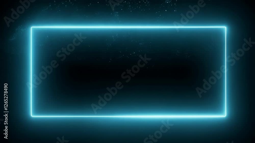 Animated Abstract Cyan Glow Neon Light Rectangle Frame on Dark Background