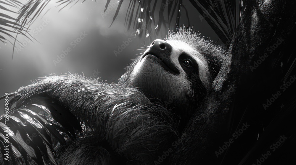custom made wallpaper toronto digitalRainforest Sloth Resting, Tropical Sunlight