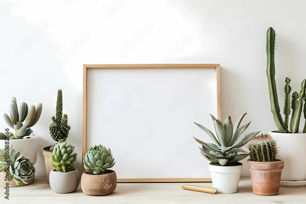 blank wooden frame mockup on the table blank wooden frame mockup on the table