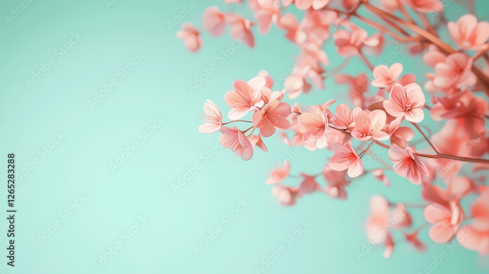 Delicate cherry blossom branch in soft pastel background nature aesthetic floral art tranquil ambiance close-up view Delicate cherry blossom branch in soft pastel background nature aesthetic floral art tranquil ambiance close-up view