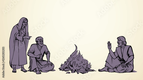 Vector drawing. Man sitting on the ground