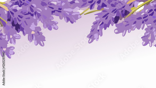 美しいラベンダーの花のイラスト、フレームとコピースペース