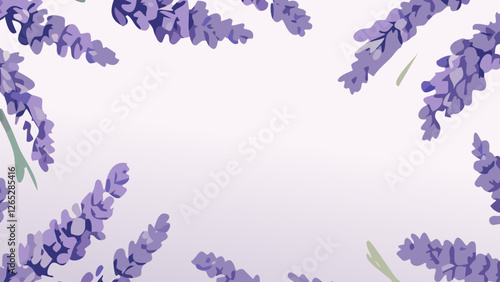 美しいラベンダーの花のイラスト、フレームとコピースペース