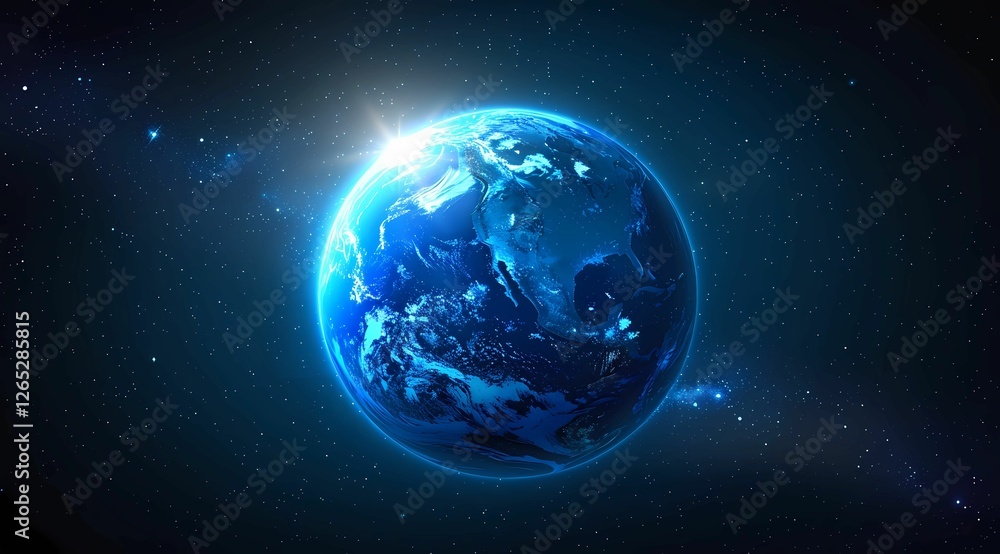 blue glowing earth in space with the sun blue glowing earth in space with the sun