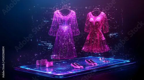 Virtual fashion showcase online shopping space 3d render futuristic environment digital perspective fashion innovation