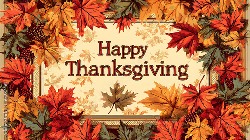 Thanksgiving celebration autumn leaves graphic art festive atmosphere close-up view gratitude theme