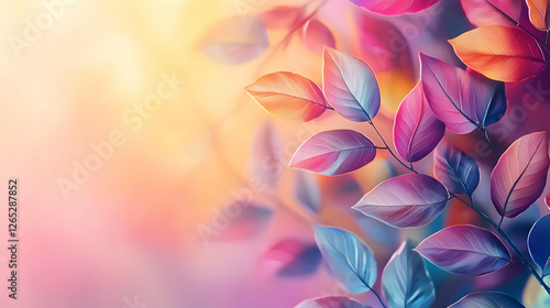 Vibrant colorful leaves nature digital artwork soft background close-up autumn aesthetic for visual serenity