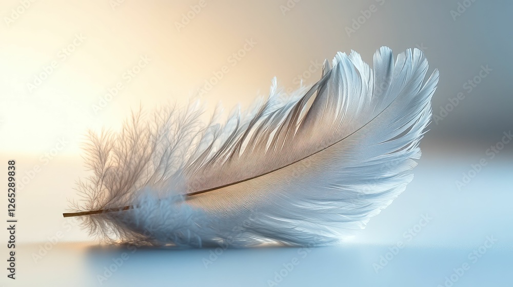 Delicate feather, soft light, serene beauty Delicate feather, soft light, serene beauty