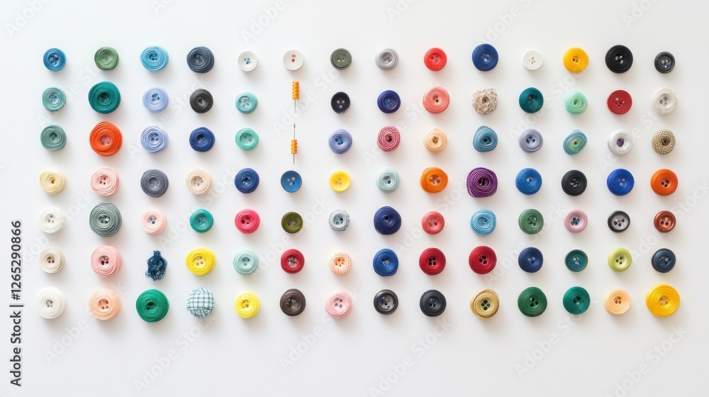 Colorful threads arranged on white background Colorful threads arranged on white background