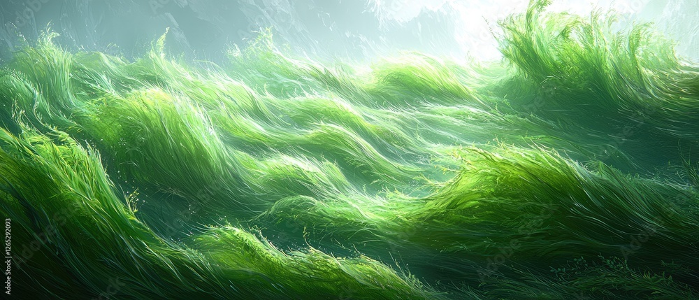Lush green algae in flowing water Lush green algae in flowing water