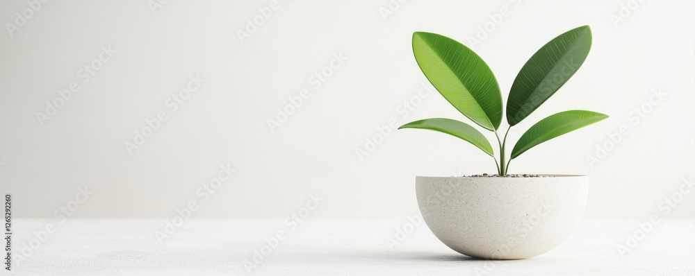 A minimalistic green plant in a white pot against a light background, symbolizing freshness and a touch of nature indoors. A minimalistic green plant in a white pot against a light background, symbolizing freshness and a touch of nature indoors.