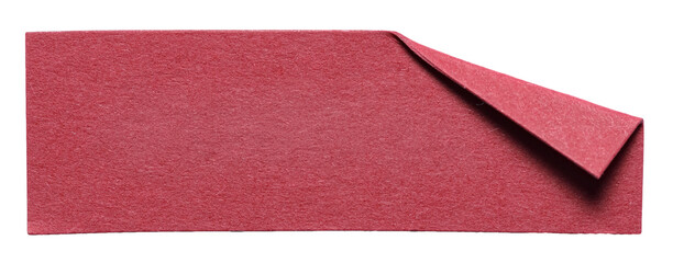 Red isolated cut out blank paper note cardboard with folded corner dog-ear earmark and copy space for text, transparent png background design element