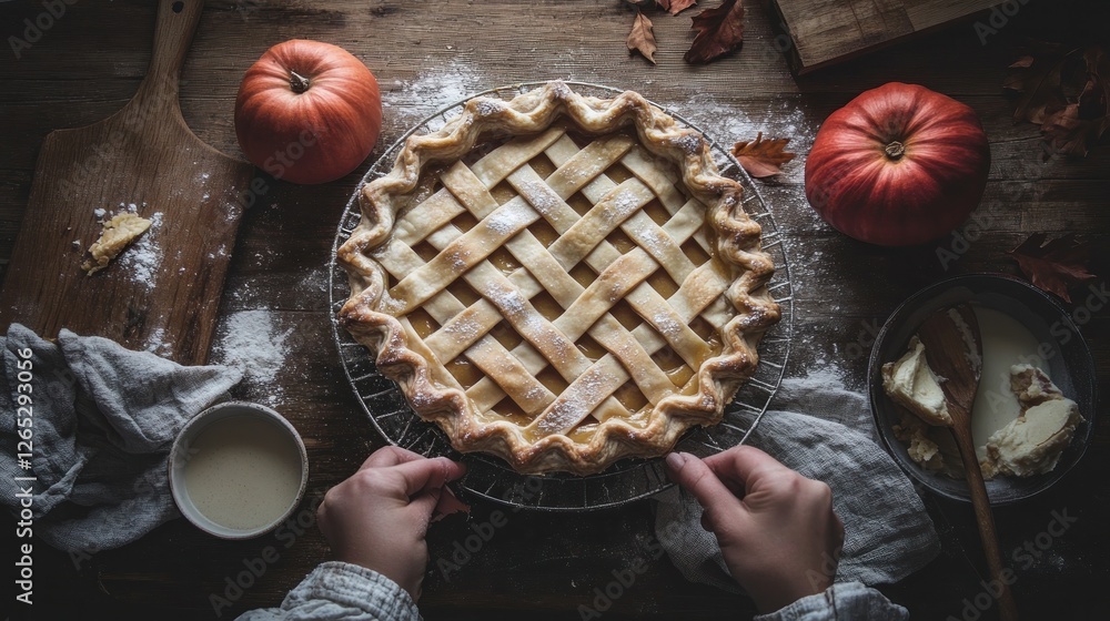 Autumn Pumpkin Pie Baking Tabletop Autumn Pumpkin Pie Baking Tabletop