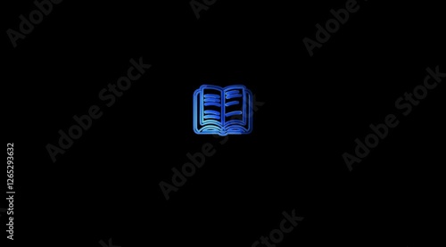 Glowing dictionary icon animation on black background. photo