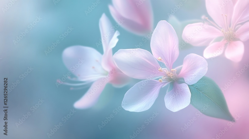 Soft Pink Blossoms, Spring Garden, Blurred Background, Calm Soft Pink Blossoms, Spring Garden, Blurred Background, Calm