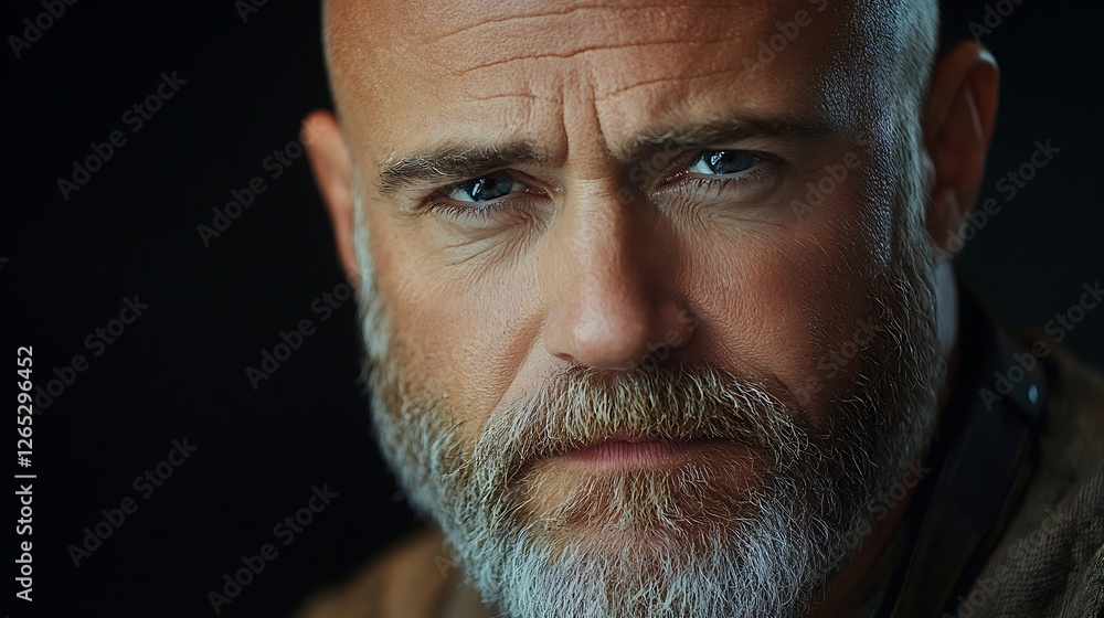 portrait of middle-aged man with bald head and beard wearing magazine cover featuring modern fashion style and confident expression portrait of middle-aged man with bald head and beard wearing magazine cover featuring modern fashion style and confident expression