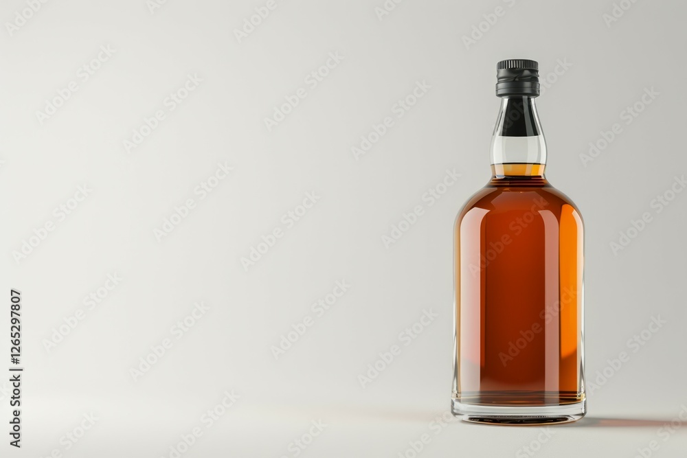 Whisky alcohol glass bottle on table with a white background. High definition photo Whisky alcohol glass bottle on table with a white background. High definition photo