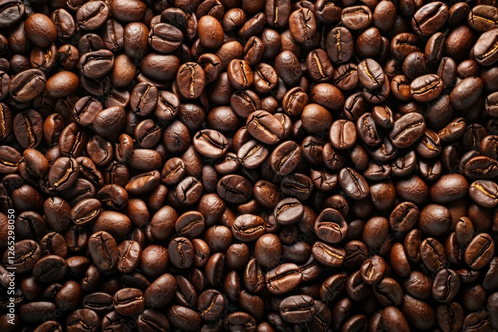 Obraz premium Big pile of fresh roasted coffee beans. Image illustrated food for advertisement