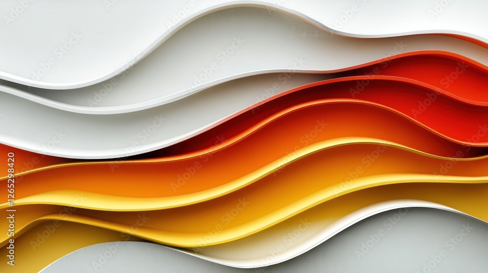 Obraz premium Abstract Waves Design, Orange, White Background