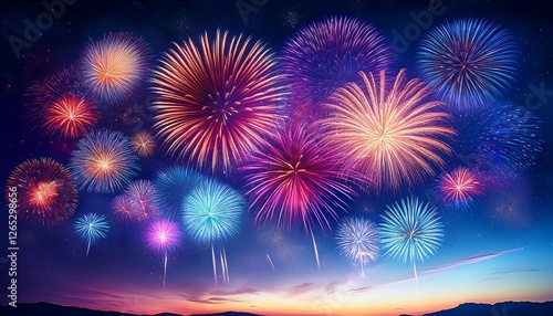 night sky filled with colorful fireworks