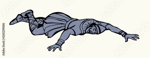 Vector drawing. The falling soldier