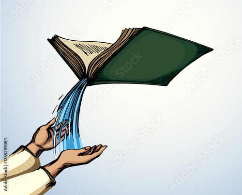 Vector drawing. Water from book