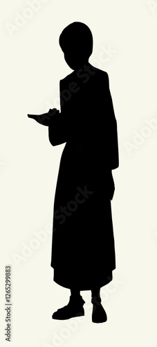 Vector drawing. Girl with a lamp