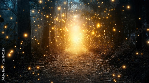 Wallpaper Mural Magical Forest Path, Glowing Lights Torontodigital.ca