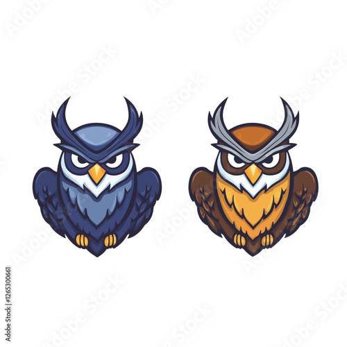 Viking Owl Mascot Logo, Fierce and Bold Vector Silhouette with Warrior Helmet and Sharp Eyes