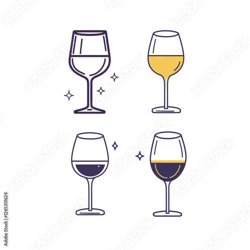 Elegant Wine Glass Icon Vector Design, Minimalist and Modern Drink Symbol for Branding and UI