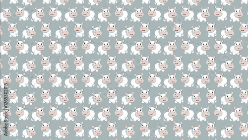 かわいいカバのイラストパターン