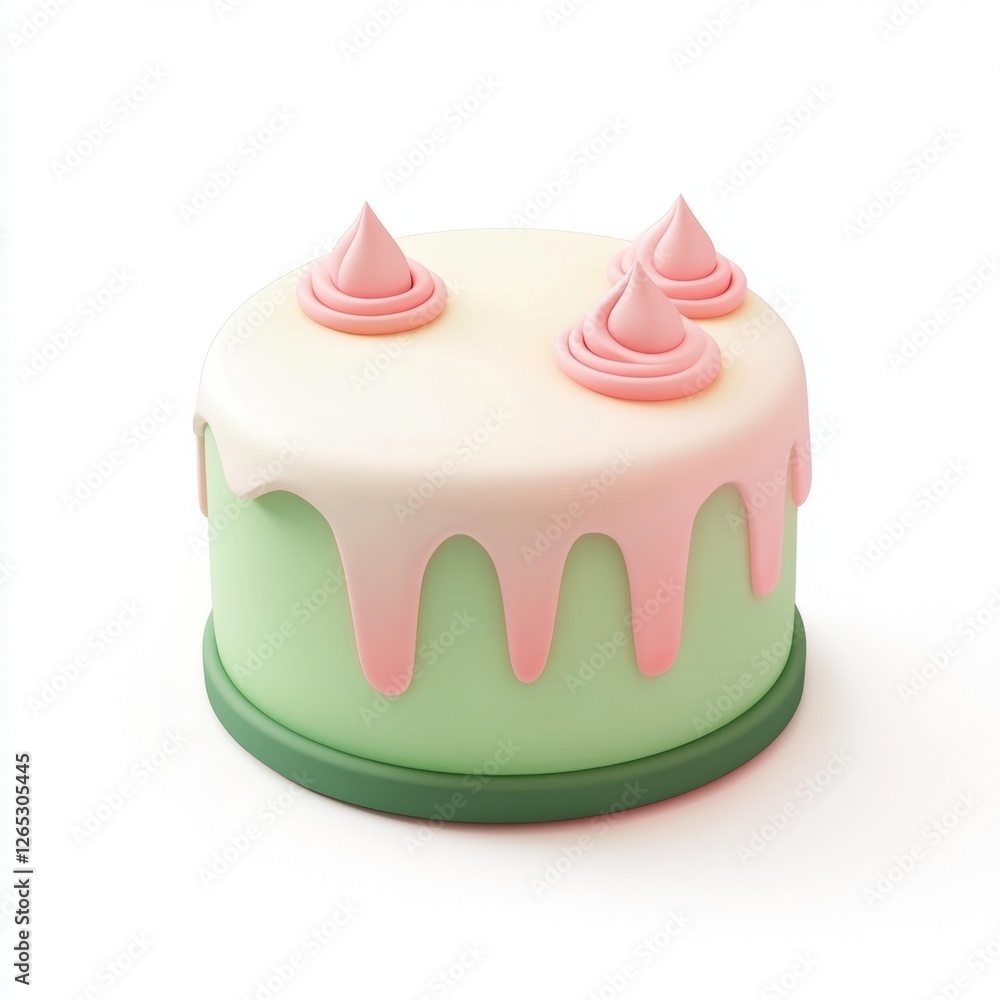 Isometric icon of cake with simple design on white background Isometric icon of cake with simple design on white background