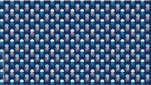 かわいいクラゲのイラスト、美しいパターン