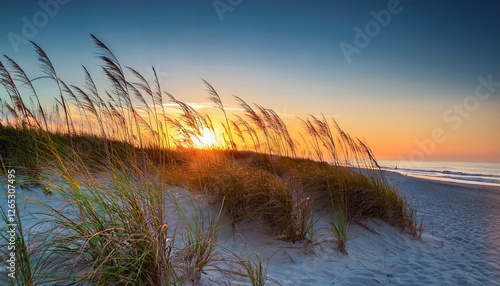 at sunrise stunning sea oats adorn a florida beach dune