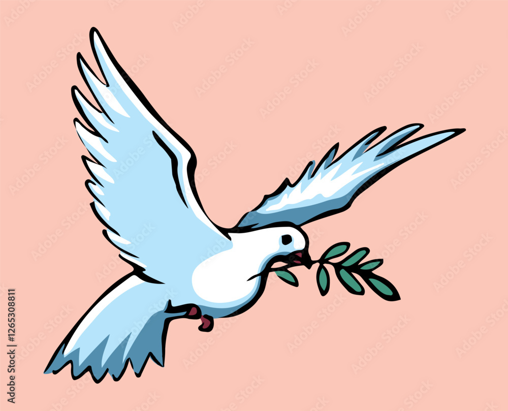 Obraz premium Vector drawing. Cute flying dove