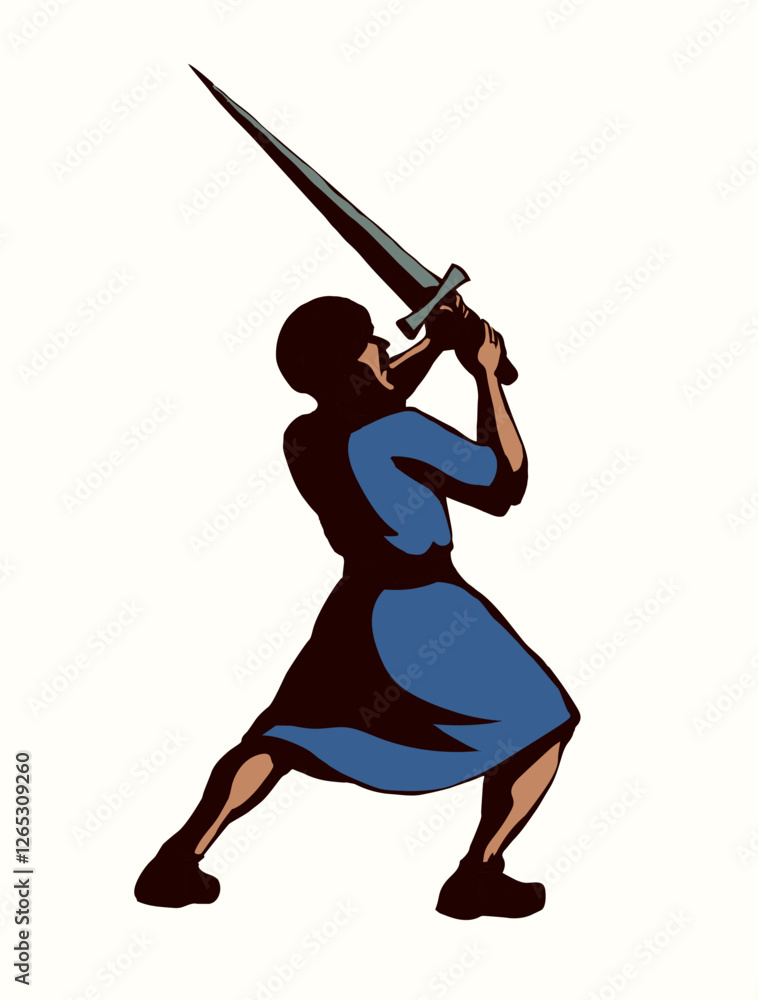 Fototapeta premium Vector drawing. Man with sword